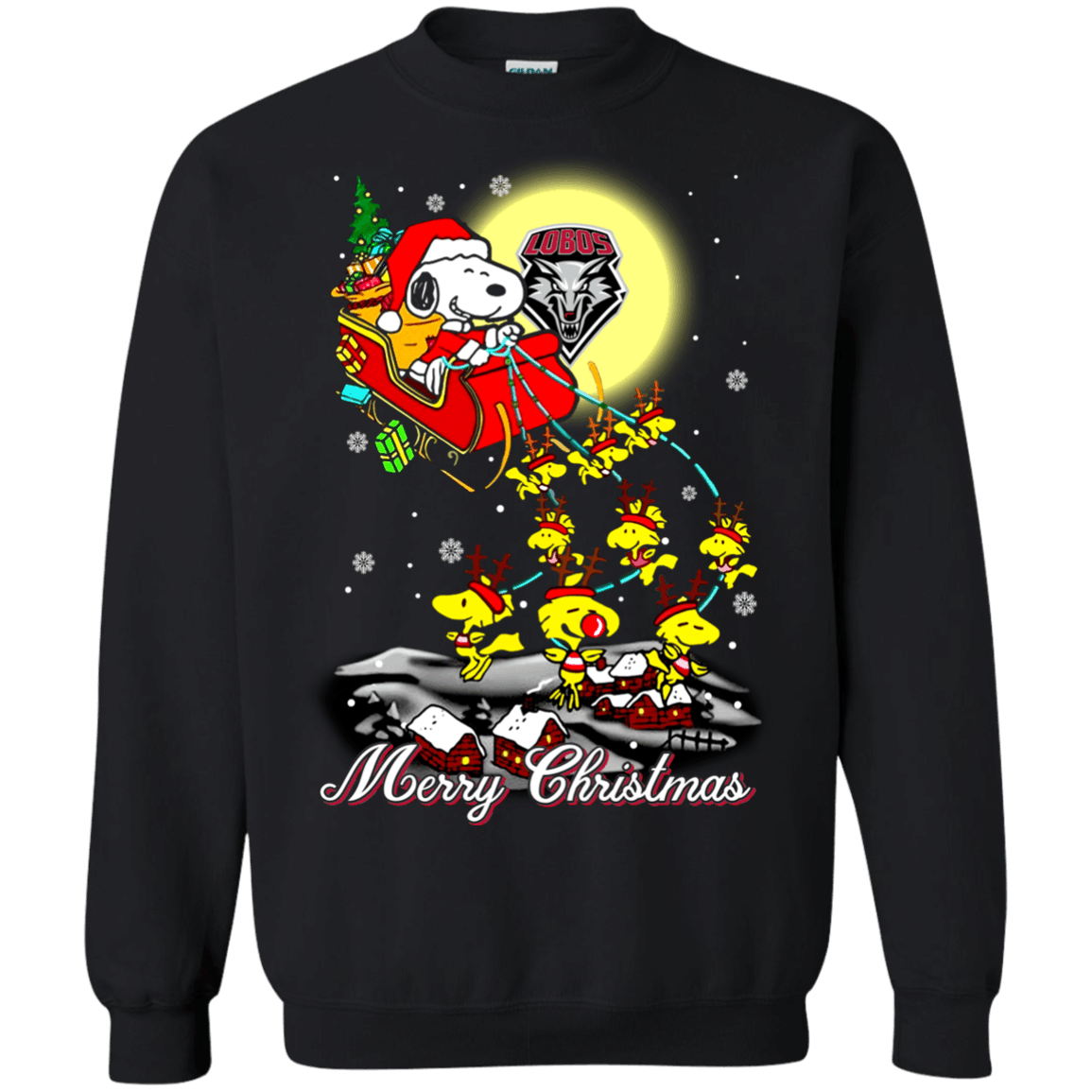 Excellent New Mexico Lobos Ugly Christmas Sweater 2023S Santa Claus With Sleigh And Snoopy Sweatshirts