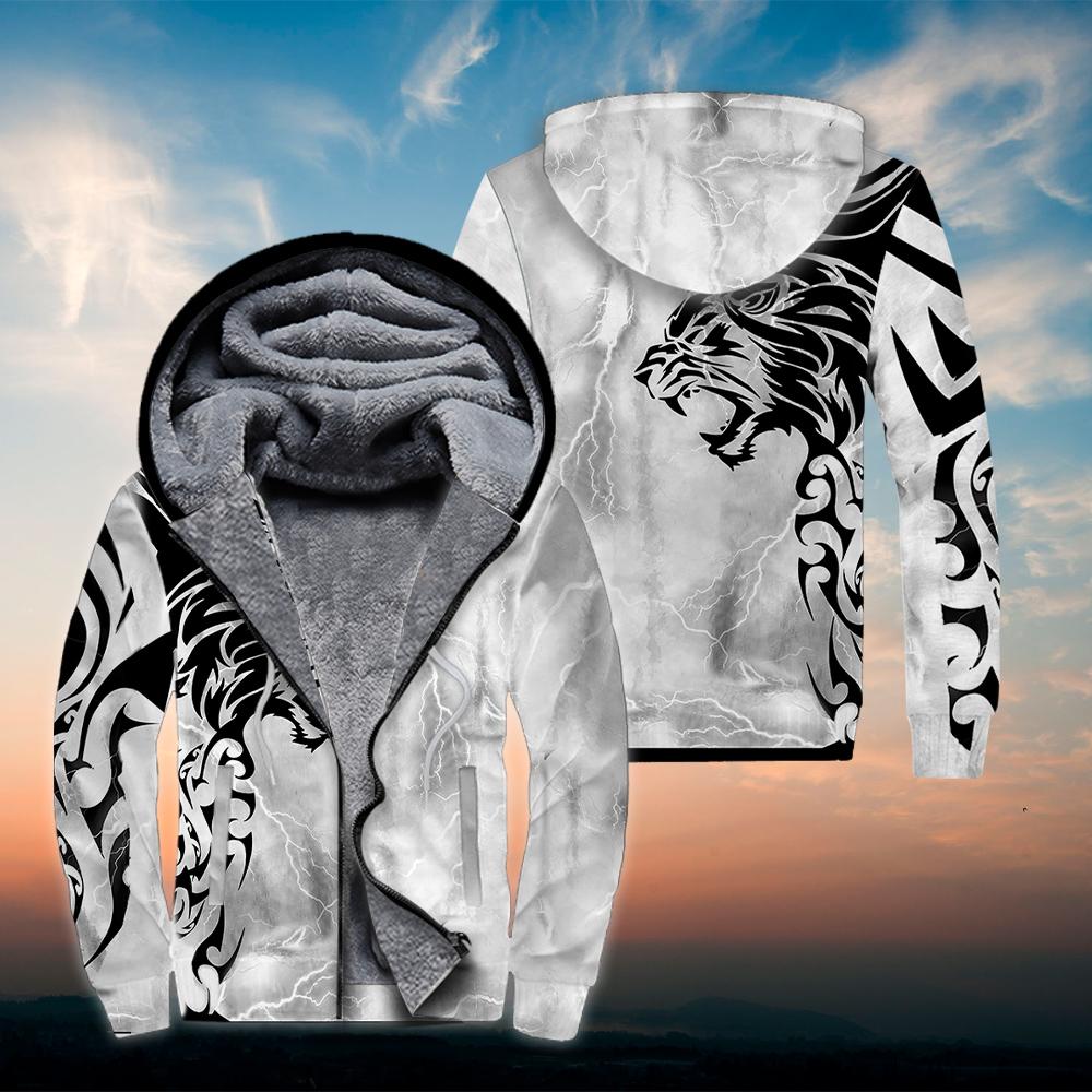 Tattoo Lion Fleece Zip Hoodie All Over Print | Unisex | Adult | Ft1911