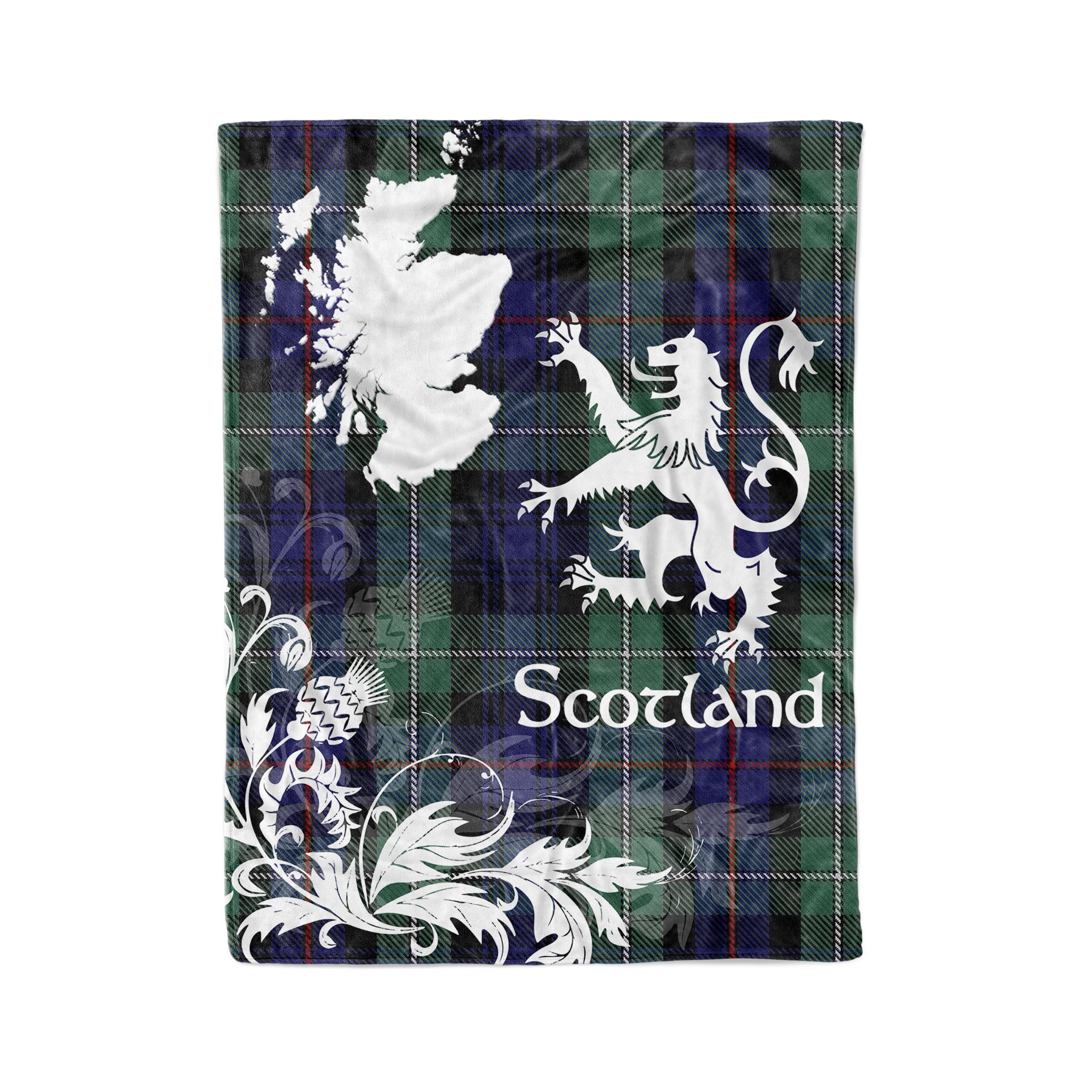 Tartan Plaid Fleece Blanket Tartan Blanket Thistle And Lion Scottish Clan Mackenzie Modern Blue Plaid Blanket