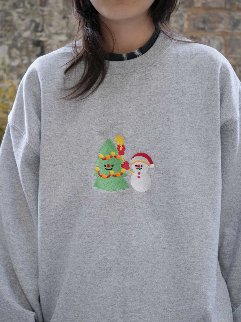 Snowman Christmas Embroidered Sweatshirt 2D Crewneck Sweatshirt All Over Print Sweatshirt For Women Sweatshirt For Men Sws4727