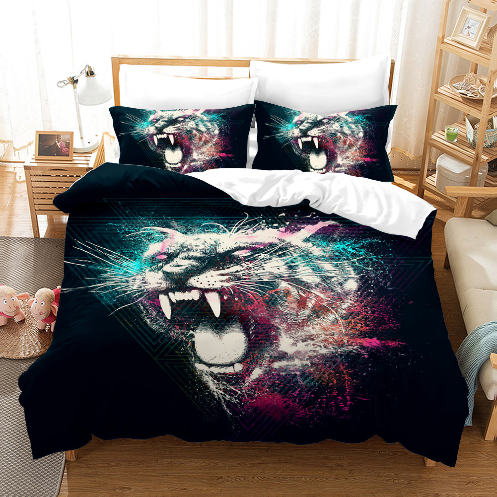 3D Black Leopard Quilt Cover Set Bedding Set Pillowcases 127