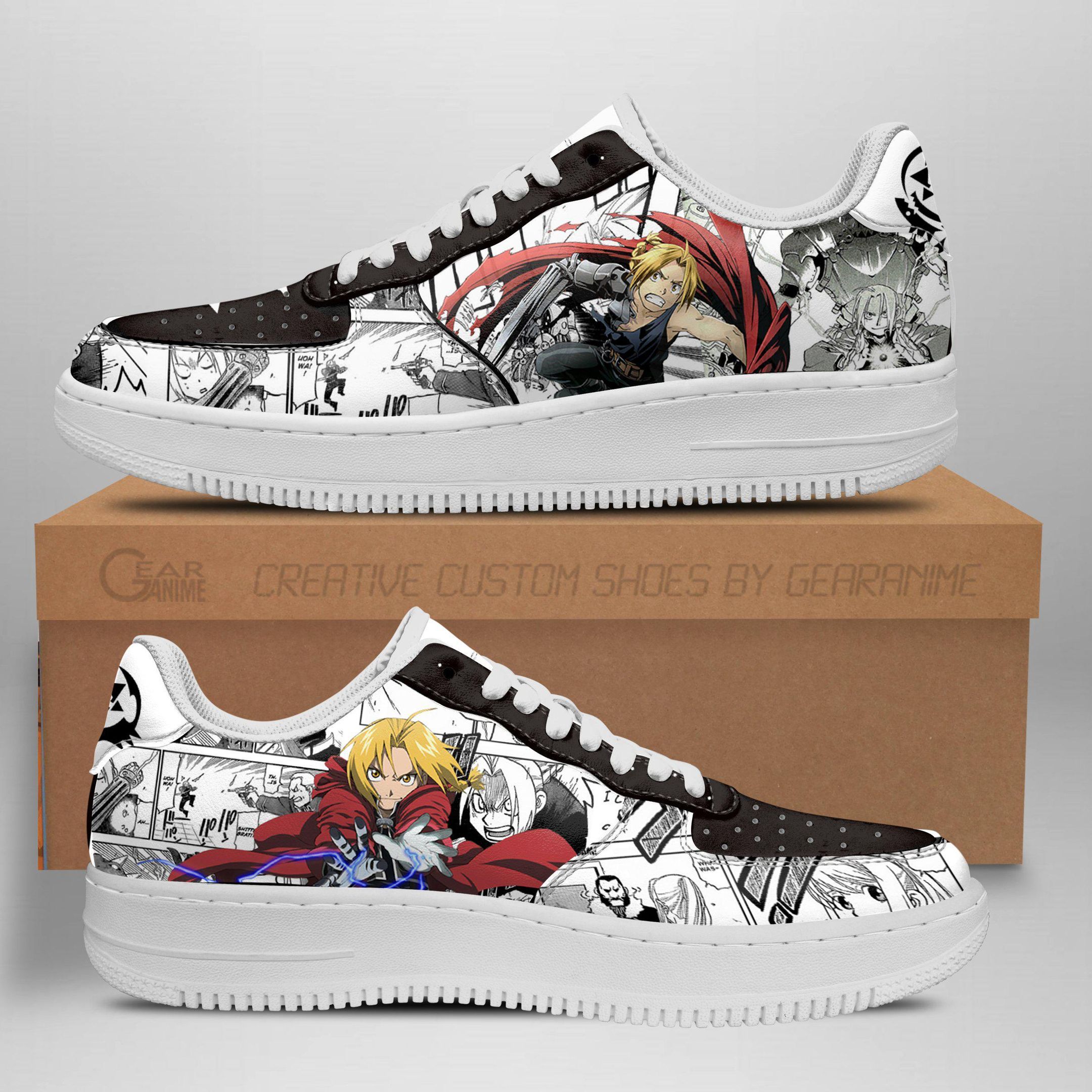 Fullmetal Alchemist Mixed Manga Style Air Force Shoes Sneakers Custom Anime