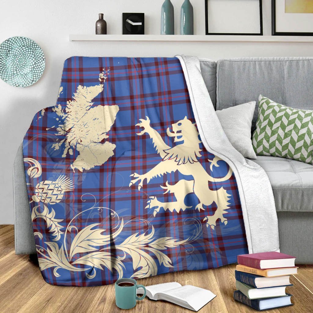 Tartan Blanket Elliot Modern Tartan Scotland Lion Thistle Map Plaid Blanket