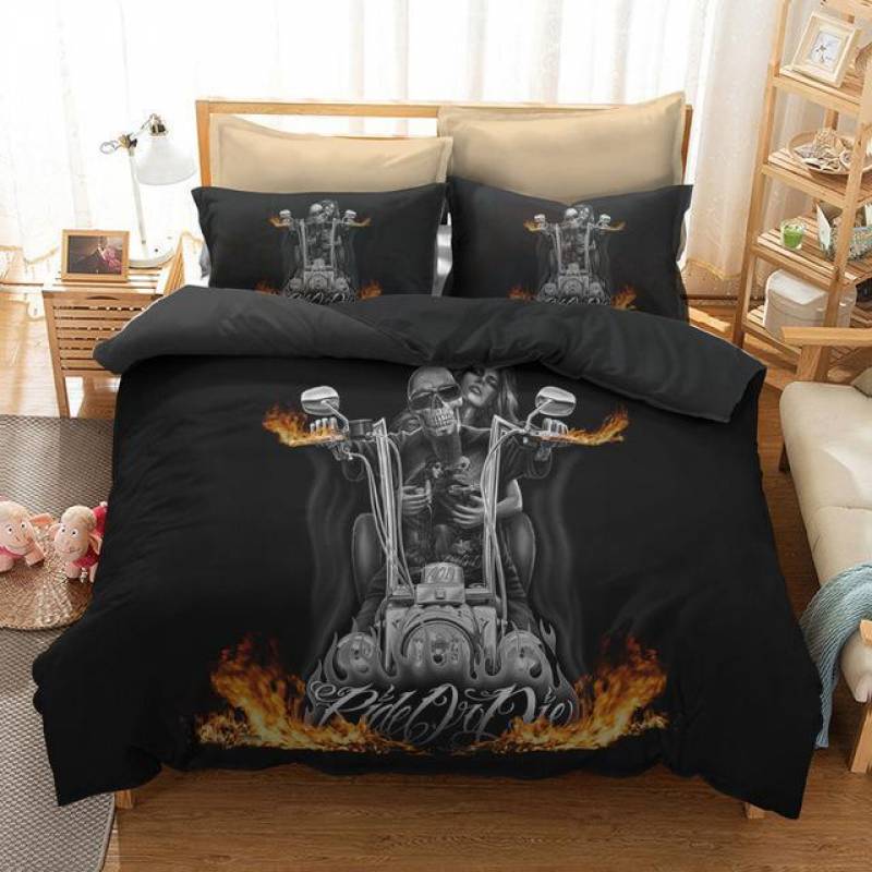 3DMotorcycle Flame3D Customize Bedding Set Duvet Cover SetBedroom Set Bedlinen