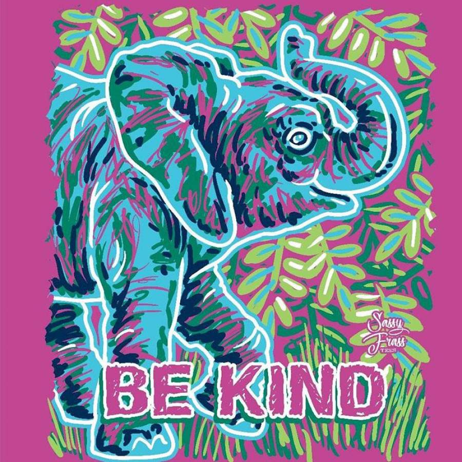 Sassy Frass Preppy Be Kind Elephant Comfort Colors T-Shirt