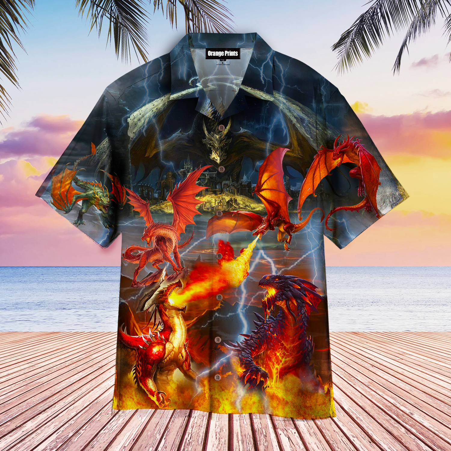 Fire Dragon Fight Color Hawaii Shirt For Men Women Ha94846