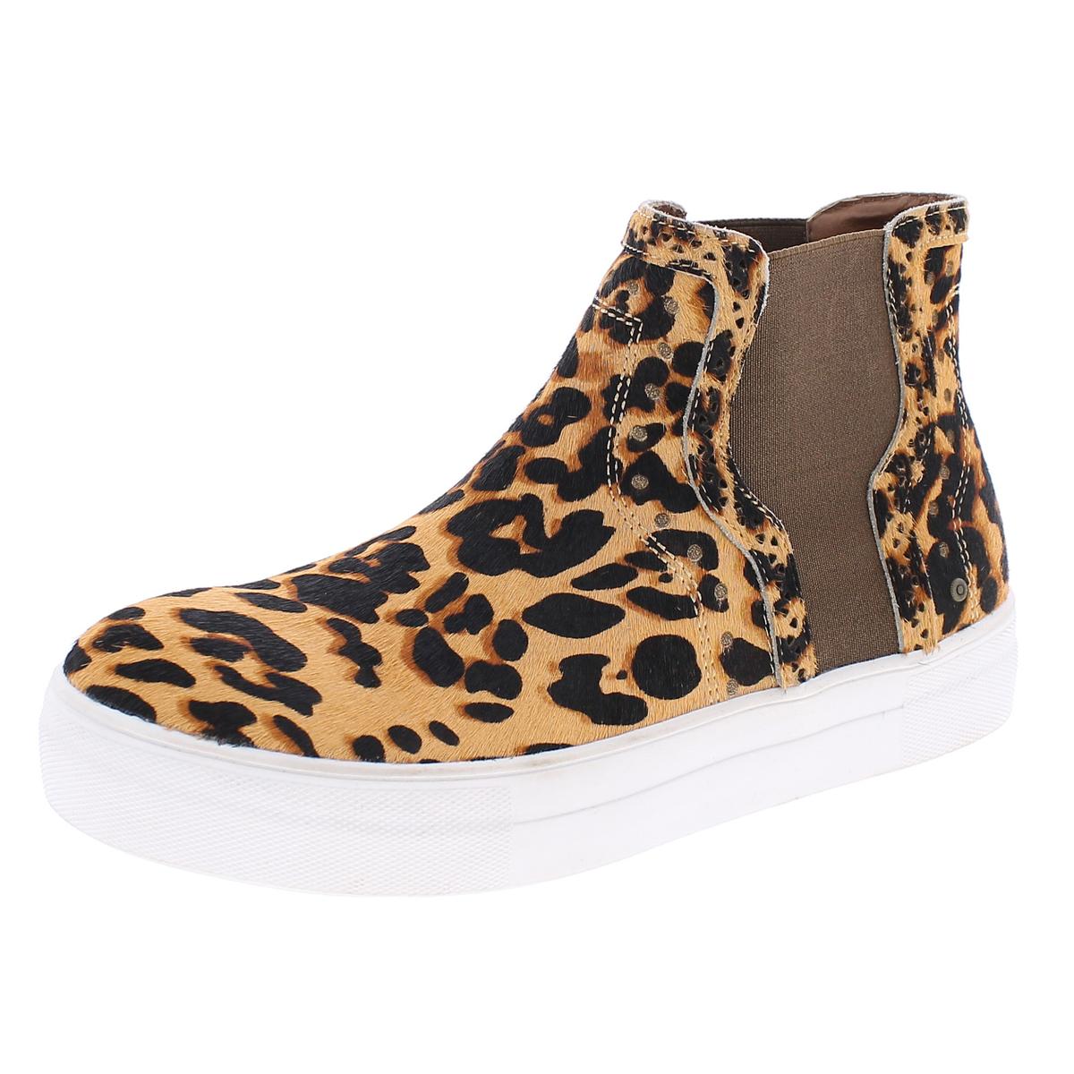 Sonder Womens Calf Hair Leopard Print Fashion Sneakers