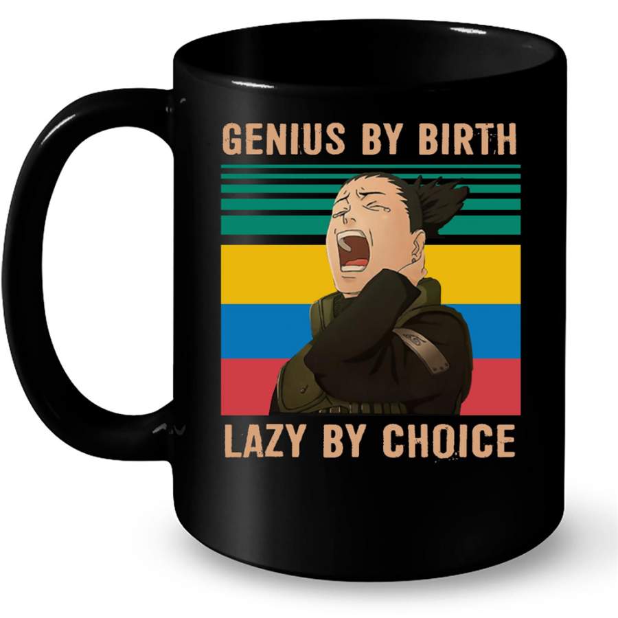 Genius By Birth Lazy By Choice, Classic Vintage Retro – Full-Wrap Coffee Black Mug