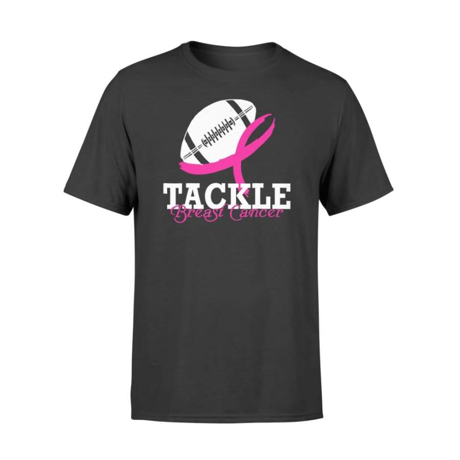 Tackle Breast Cancer Shirt Football Survivor Pink Ribbon Gift Shirt For Men Women – Standard T-shirt