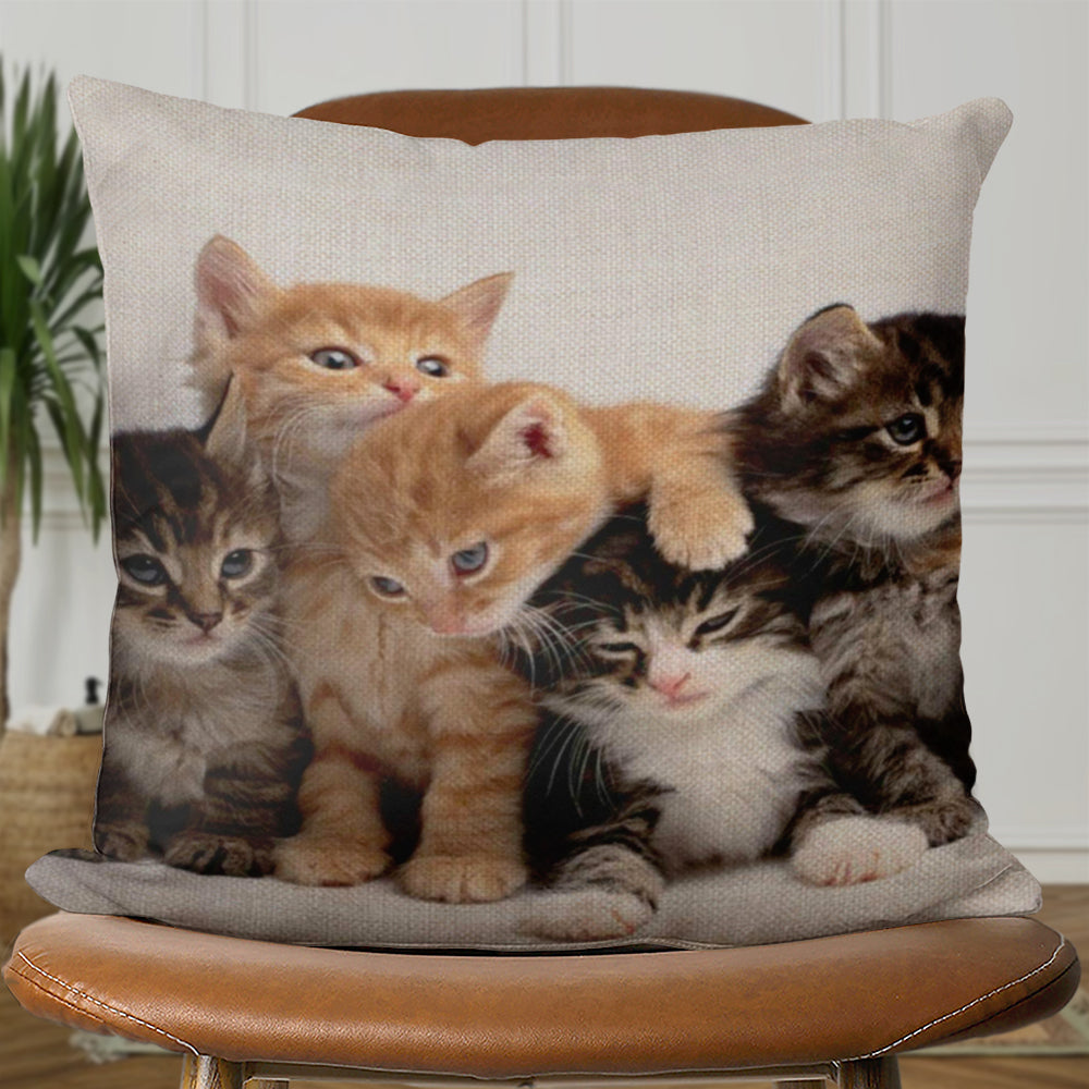 Cute Cats – Decorative Throw Pillow Cover – Kittens Family Cats – Pillow With Cat On It – Cat Pillow – Furlidays