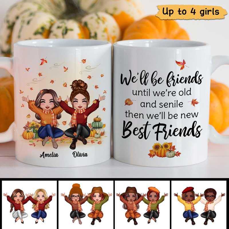 Fall Season Leaves Best Friends Personalized Mug