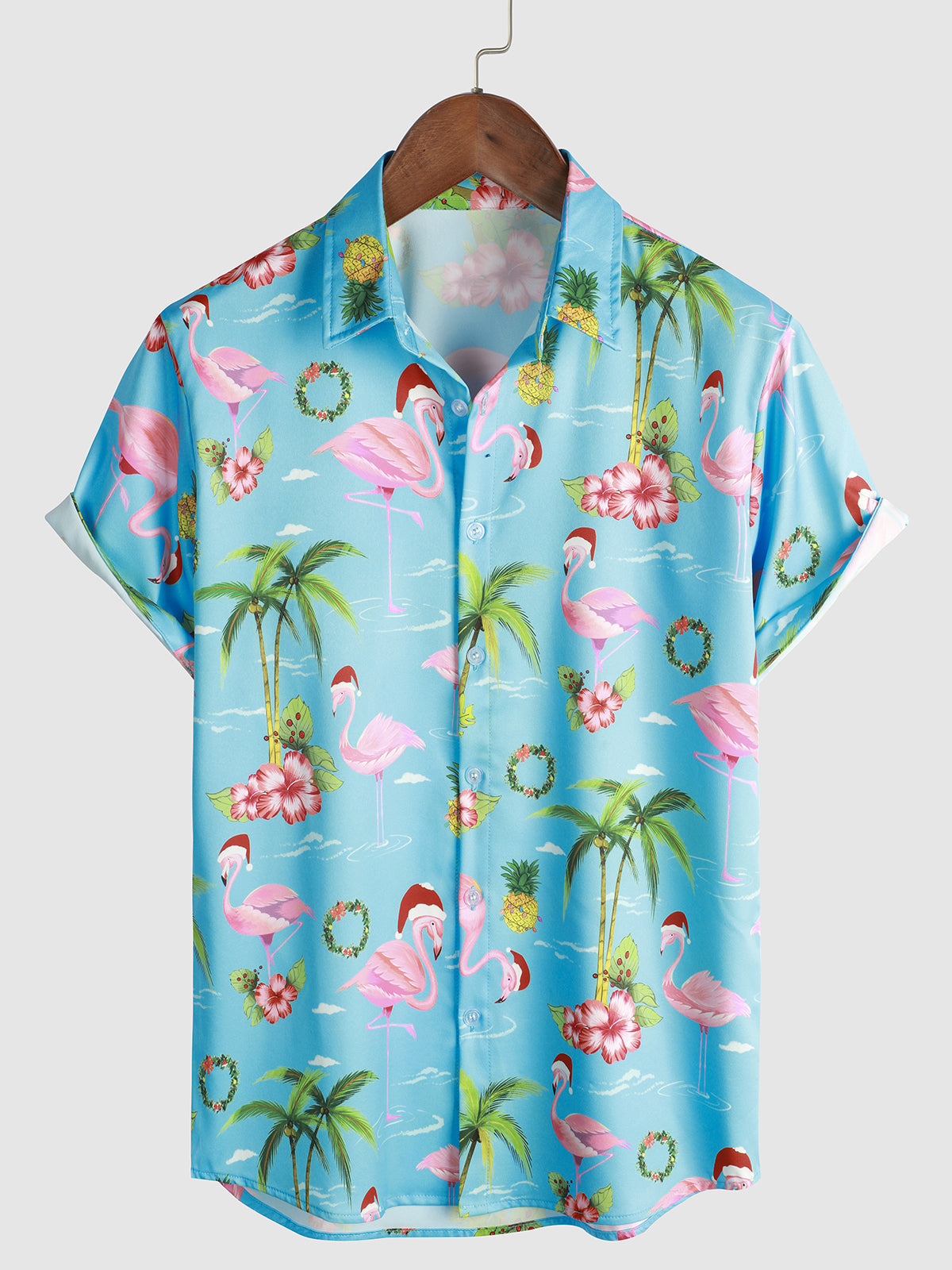 Flamingo Christmas Hawaii Short Sleeve Shirt Ha68779