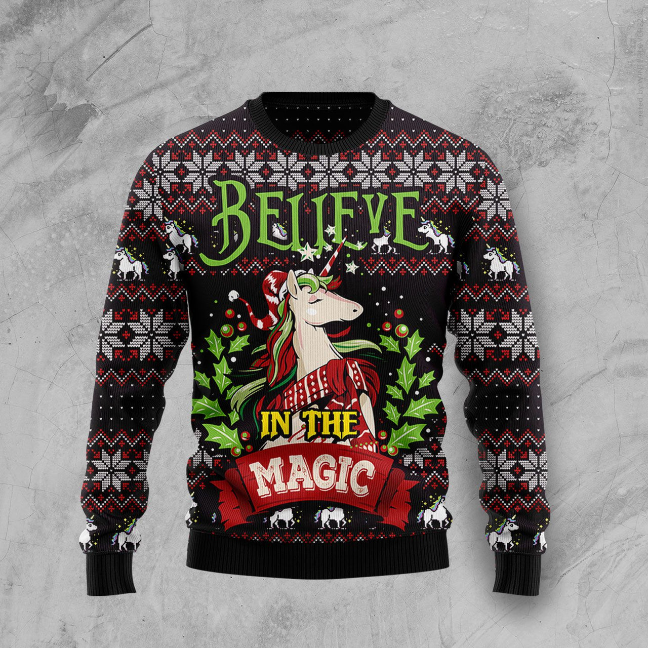 Unicorn Believe In The Magic Ugly Christmas Sweater | For Men & Women | Adult | Us1059