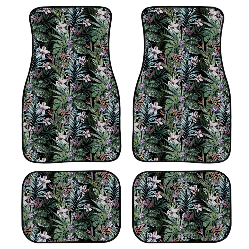 Vintage Tropical Floral Print Front And Back Car Floor Mats, Front Car Mat