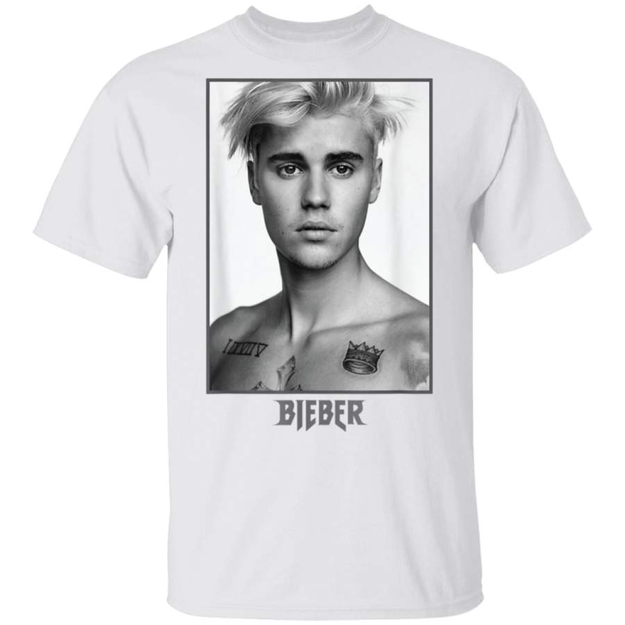 Mens Justin Bieber BlackWhite Photo TShirt