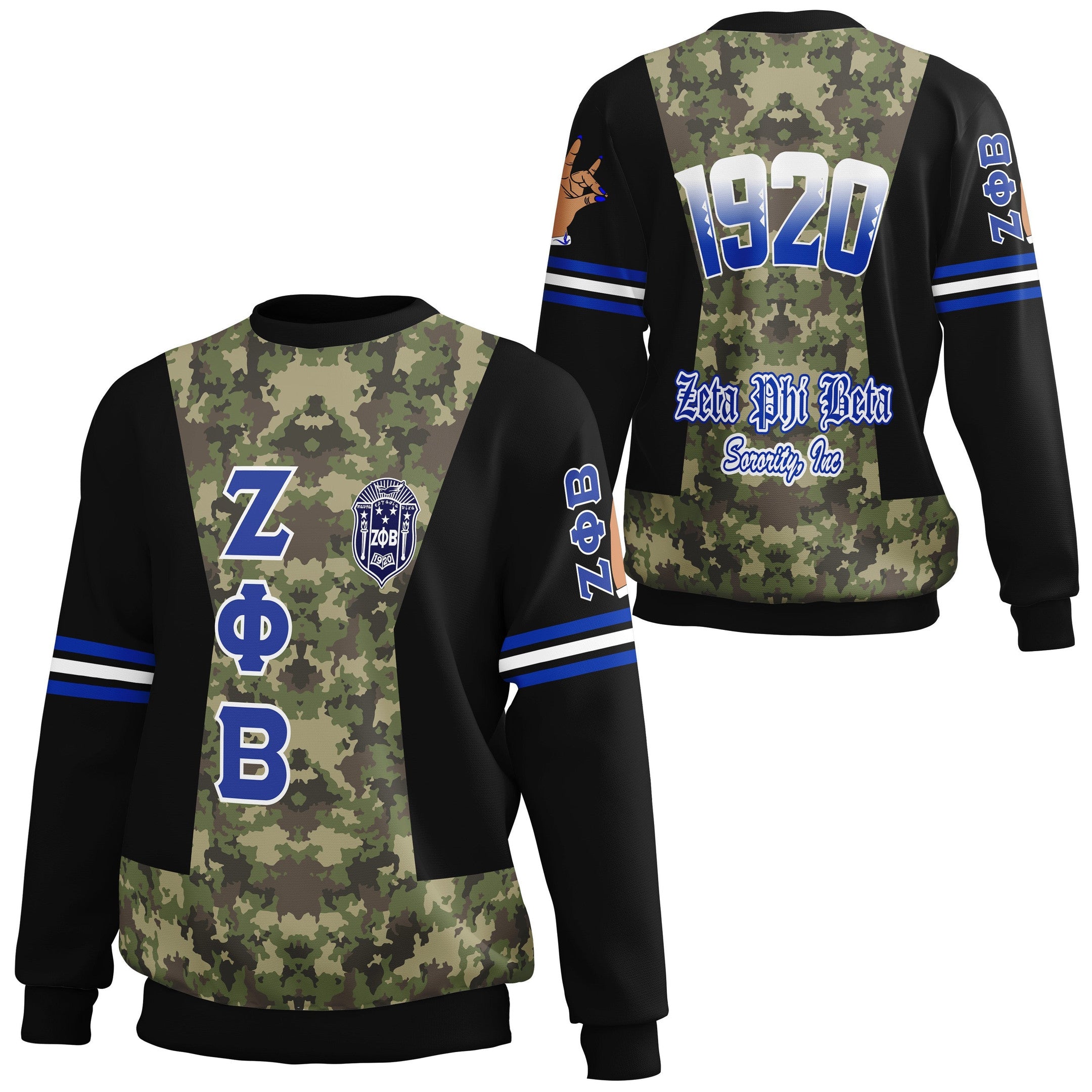 Sorority Sweatshirt – Zeta Phi Beta Sorority Camouflage Sweatshirt