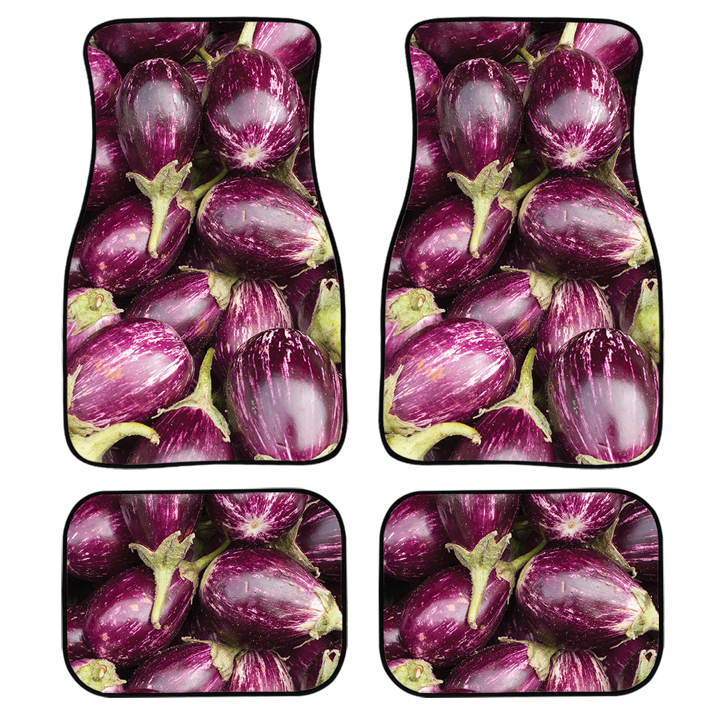 Eggplant Print Front And Back Car Floor Mats, Front Car Mat