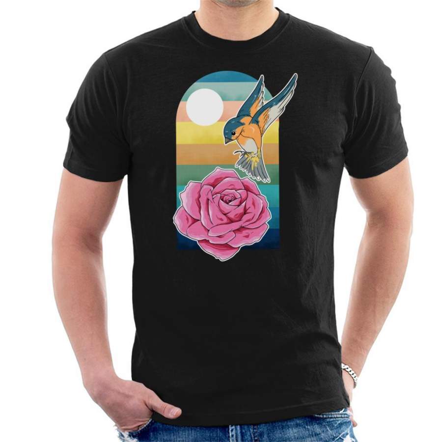 Bird And Fower Sunset Men’s T-Shirt