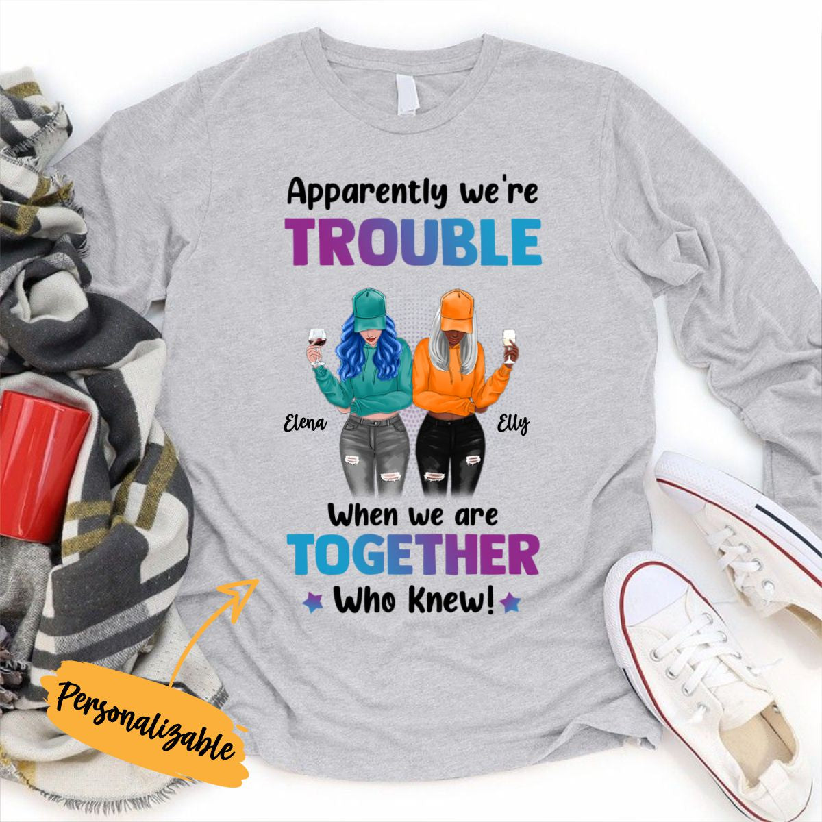 We’Re Trouble Besties Front View Personalized Shirt – Clx2 Fram162D