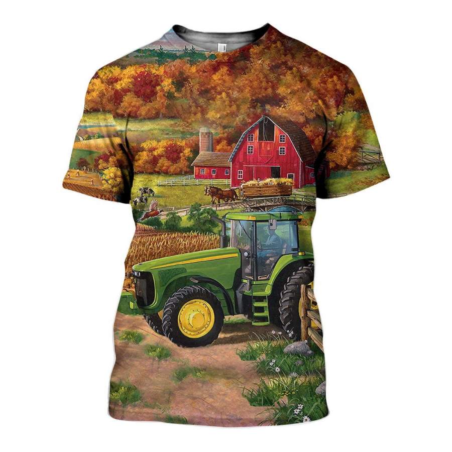 3D All Over Printed  JD Tractor Art Shirts and Shorts