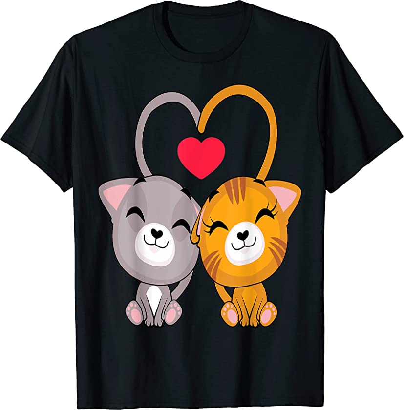 Cat Heart Valentines Day Cute Kitten Kitty V-day Pajama T-Shirt