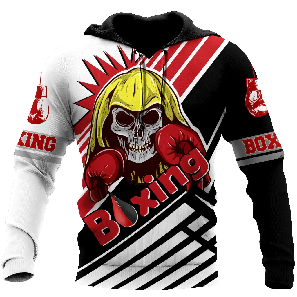 Skull Boxing Player Hoodie For Men And Women, Boxing Hoodie, Skull Hoodie