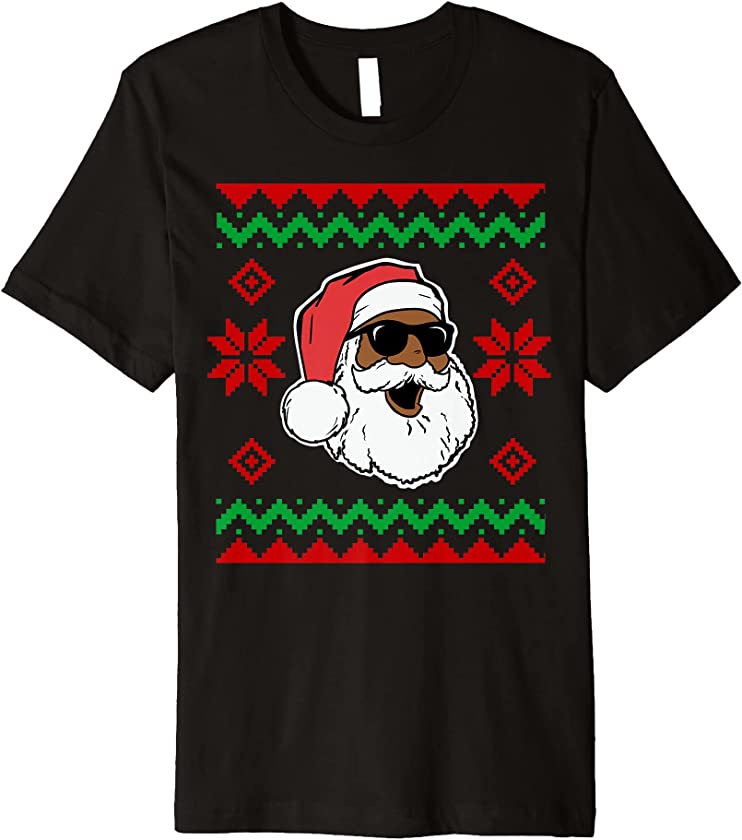 Black hip hop Santa Claus Ugly Christmas Premium T-Shirt