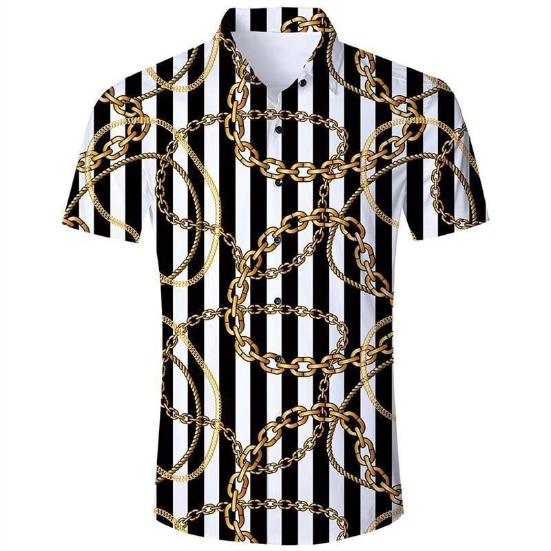 Shop From 1000 Unique Mens Hawaii Short Sleeve Shirts Gold Chain Ha66461