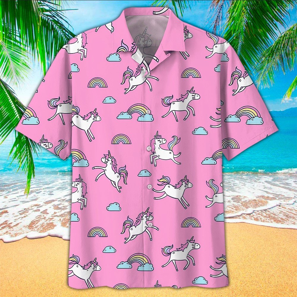 Unicorn Hawaii Button Up Shirt Aloha Ha66070