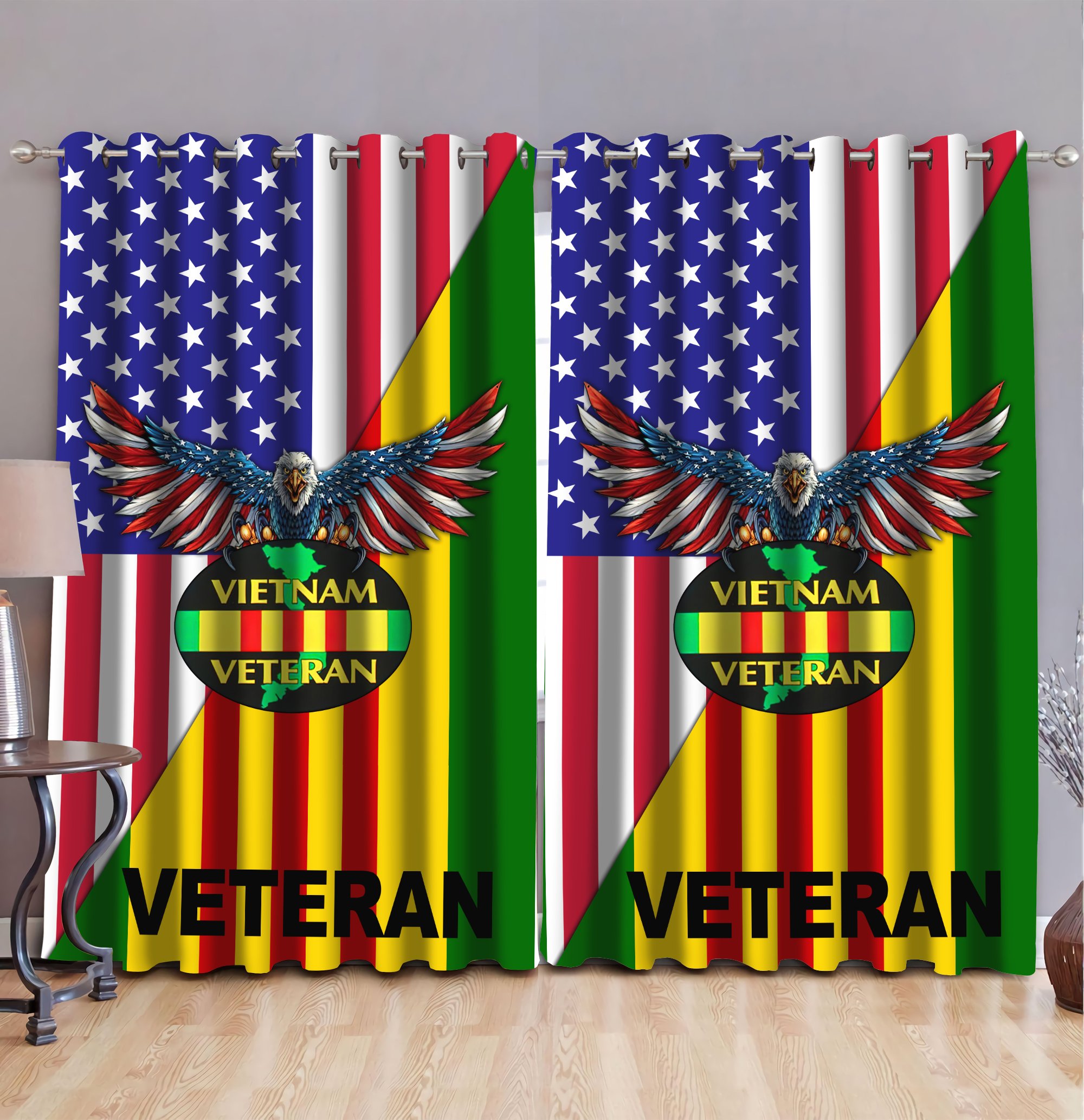 Viet Nam Veteran 3D All Over Printed Window Curtains