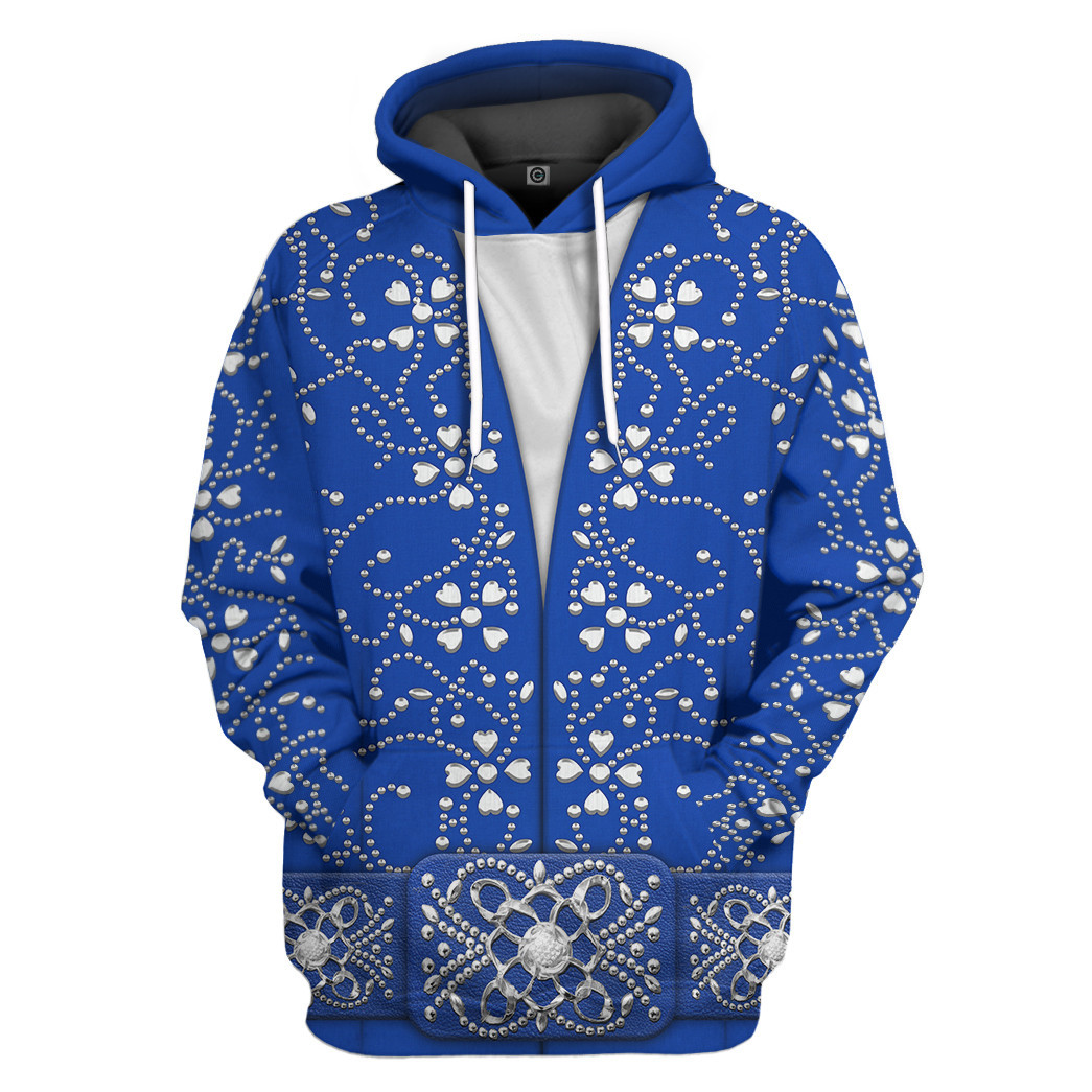 3D Elvis Presley Blue Swirl Jumpsuit Custom Tshirt Hoodie Apparel