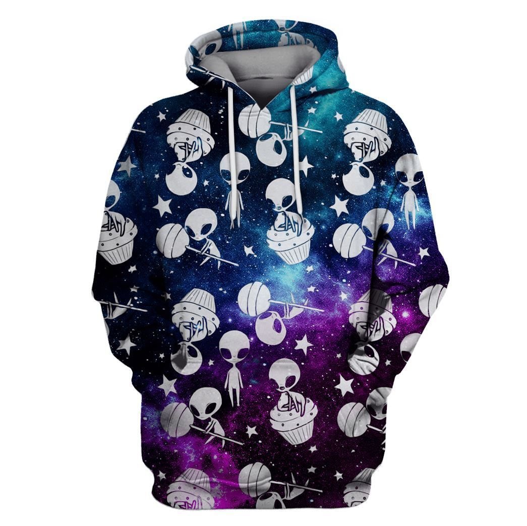 Alien Hoodie Alien Cupcake Candy Pattern Hoodie Apparel Adult Full Print