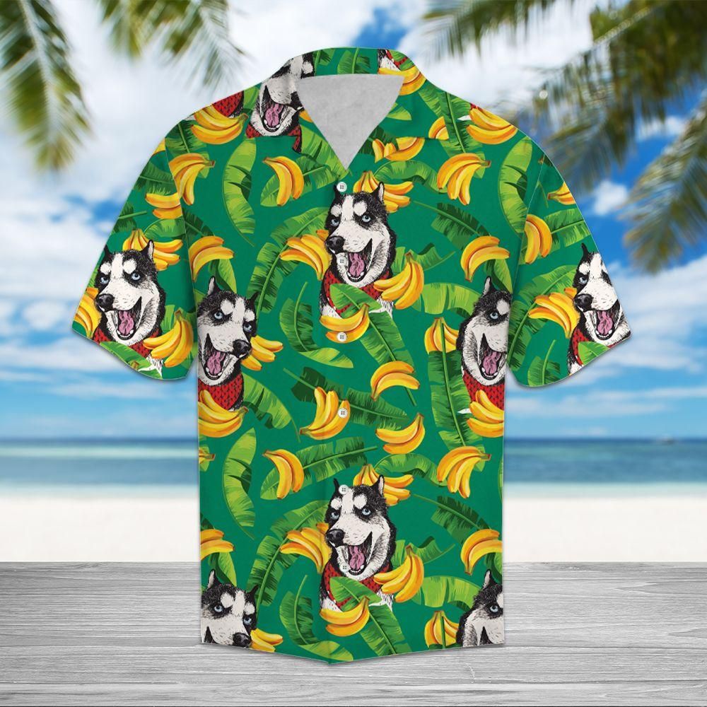 Tropical Banana Siberian Husky Aloha Hawaiian Shirt Colorful Short Sleeve Summer Beach Casual Shirt For Men And Women