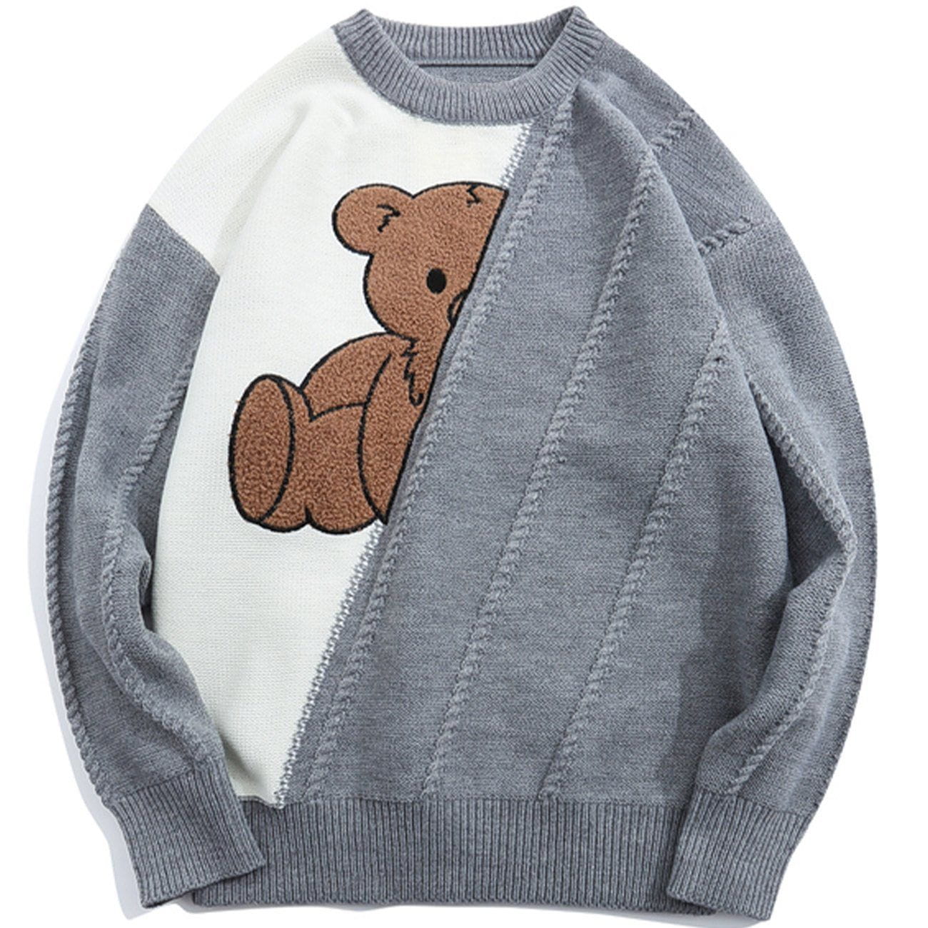 Talishko™ – Cartoon Bear Patchwork Sweater