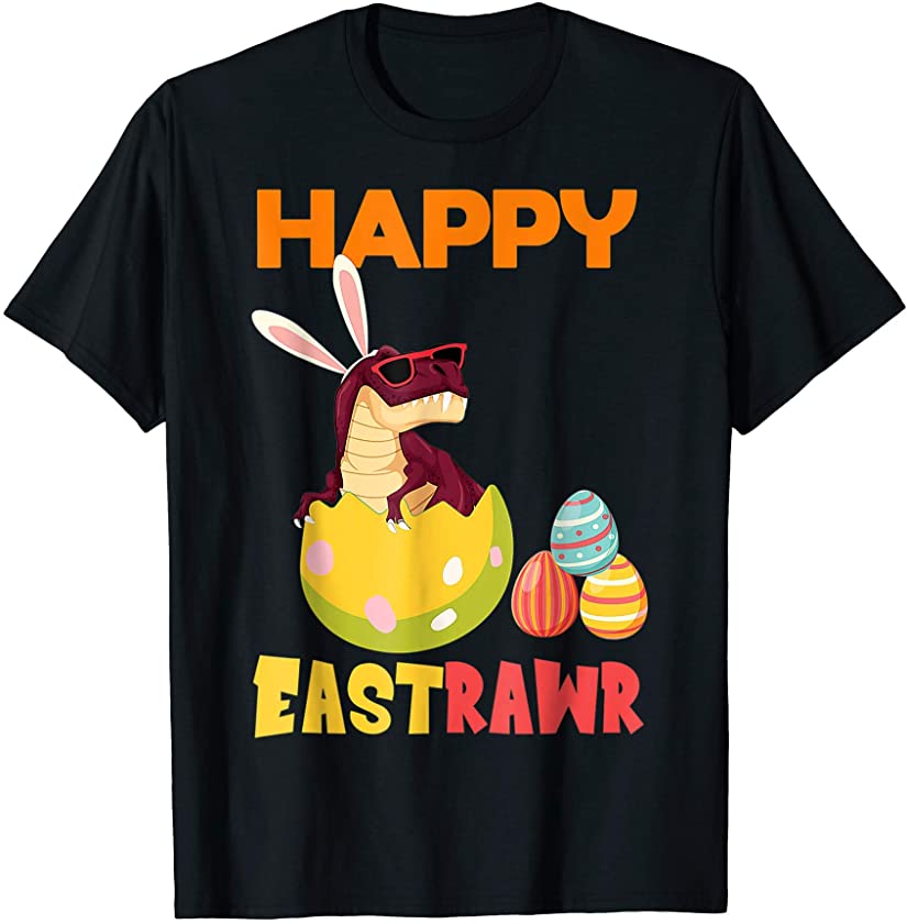 Dinosaur Easter Shirt Boy Bunny out Egg Wishing Tee T-Shirt