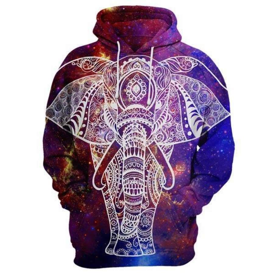 Galaxy Elephant Men/Women All-Over Print 3D Hoodie