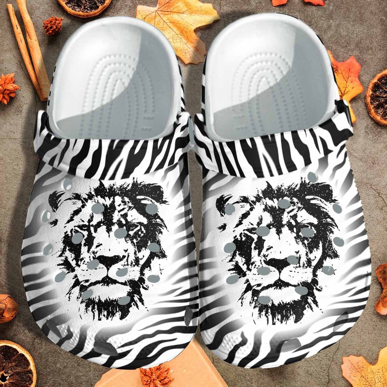 Lion Face Shoes Clogs – Cool Zoo Animals Crocs Gift For Men – Cr-Blion ...