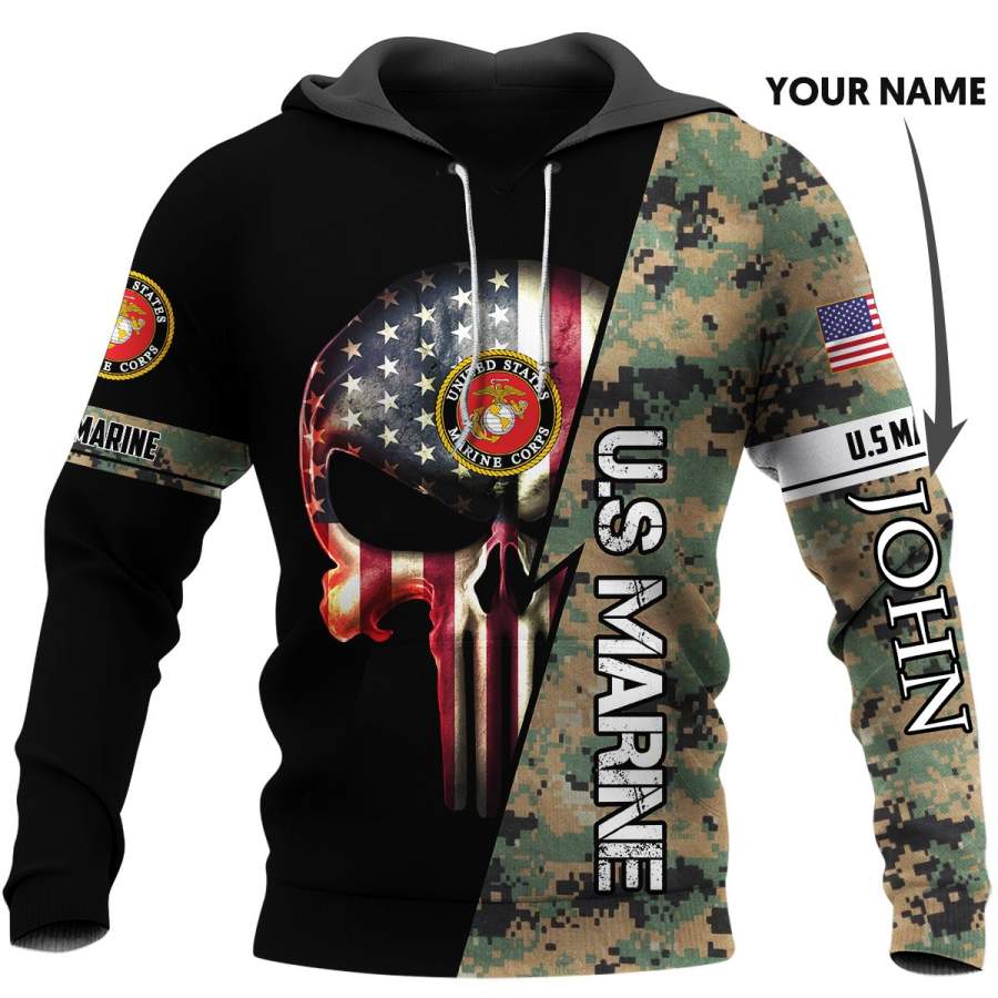 USMC Personalized US Marine US size Unisex Hoodie