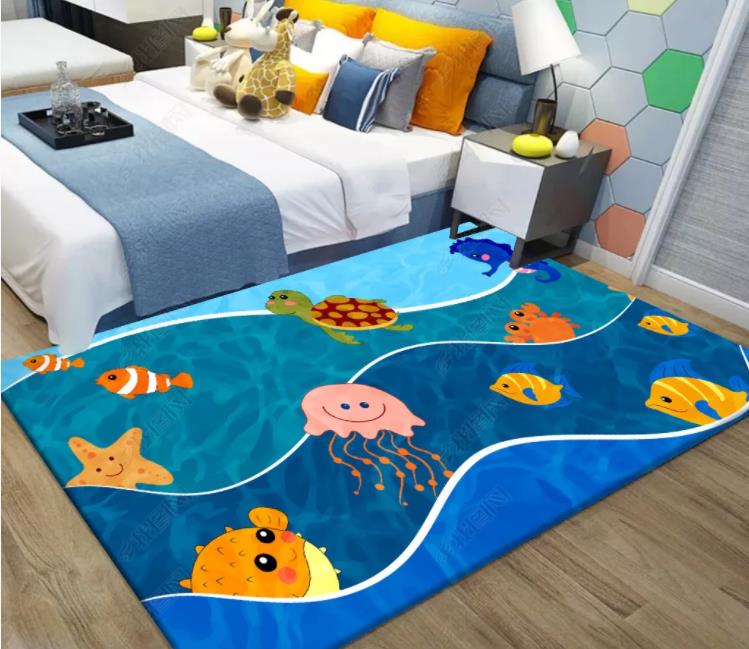 3D Cartoon Blue Marine Animal Non-Slip Rug Mat 45