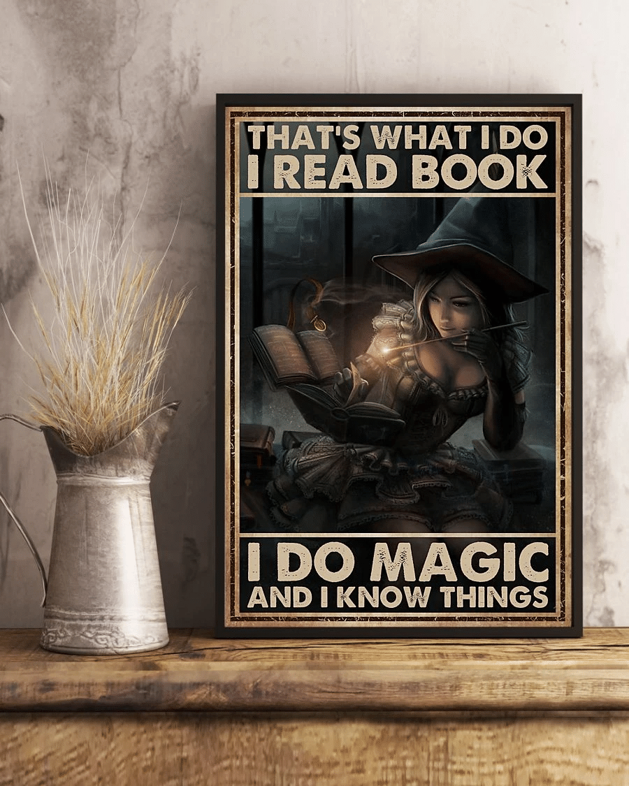 Witch Girl Loves Book Poster Canvas – Thats What I Do I Read Book I Do Magic Vintage Home Decor Wall Art Evg81490