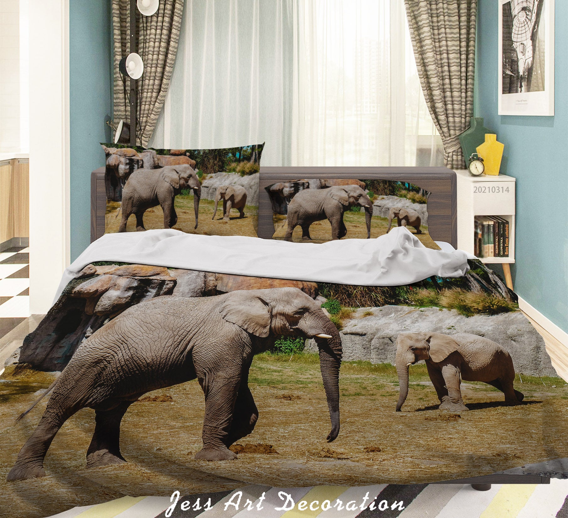 3D Wild Animal Elephant Quilt Cover Set Bedding Set Duvet Cover Pillowcases 188