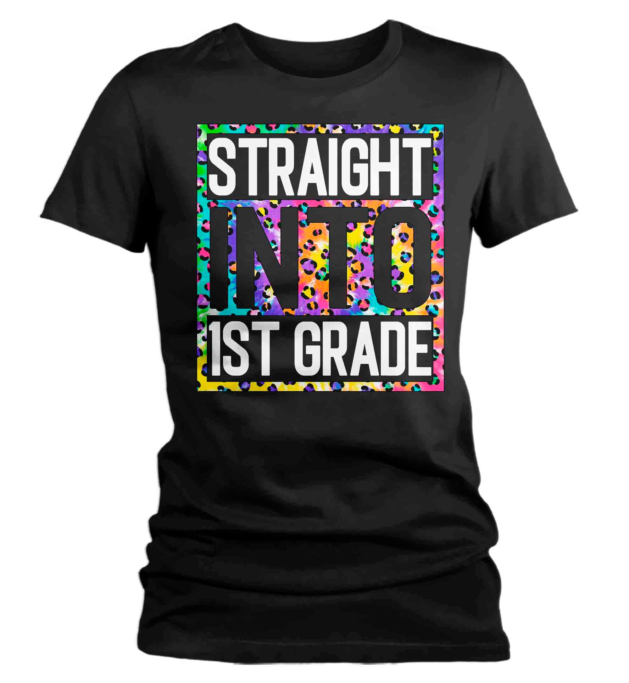 Women’S First Grade Teacher Shirt Colorful Leopard Straight Into 1St Gradet Shirt Cute Back To School Shirt Teacher Gift Tshirts