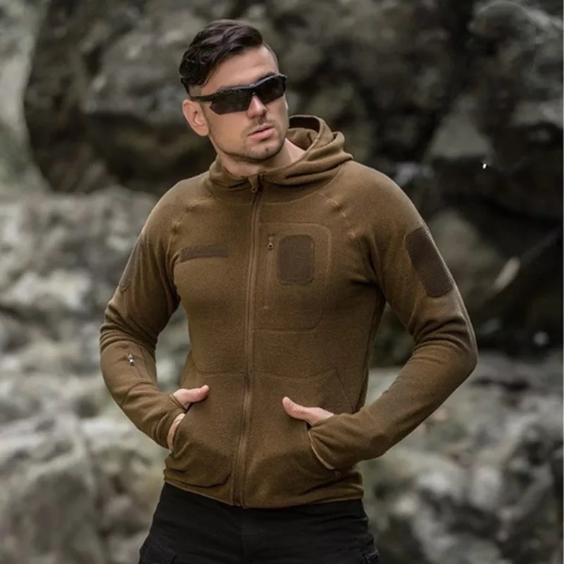 Tactical training fleece jacket outdoor cardigan hooded sweater men’s camping hiking hiking fishing hunting jacket sportswear alx