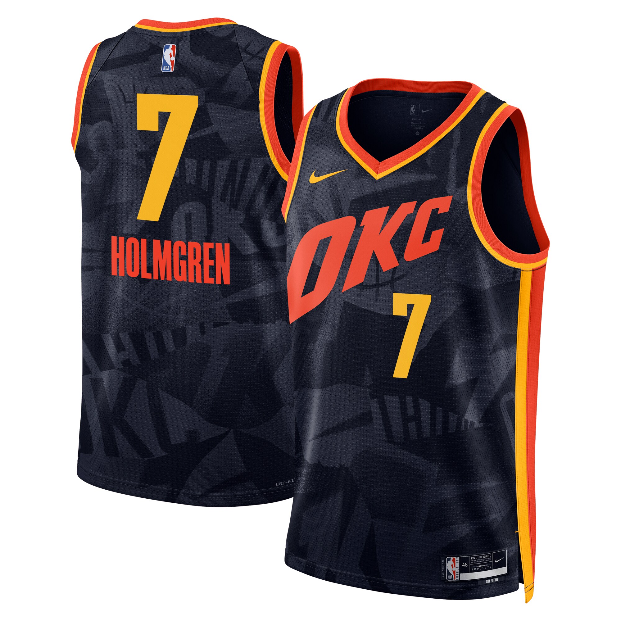 Oklahoma City Thunder City Edition Swingman Jersey 23 – Black – Chet Holmgren – Unisex