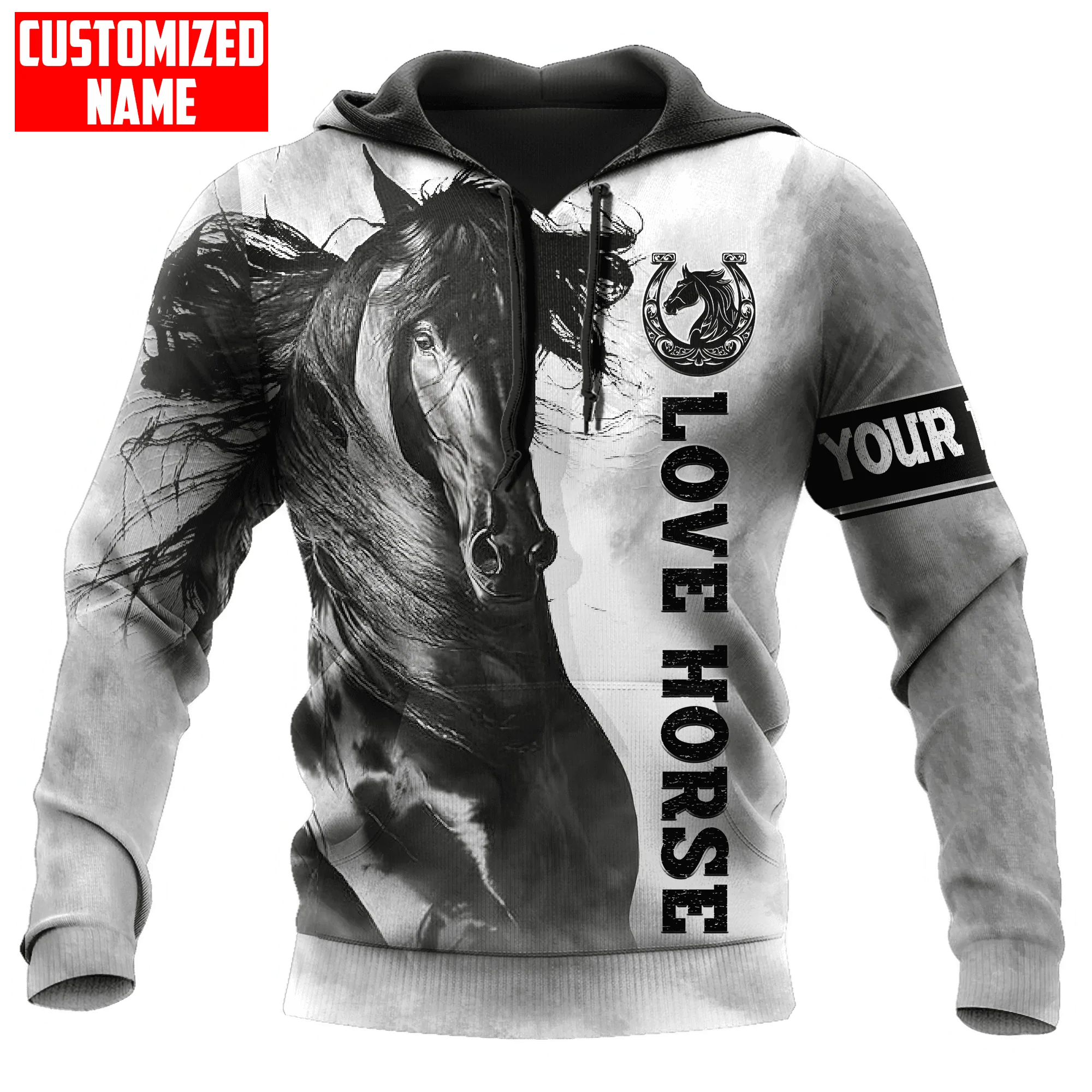 Custom Black Horse Hoodie For Men And Women, 3D Sublimation Horse On Hoodie, Present To Horse Lovers