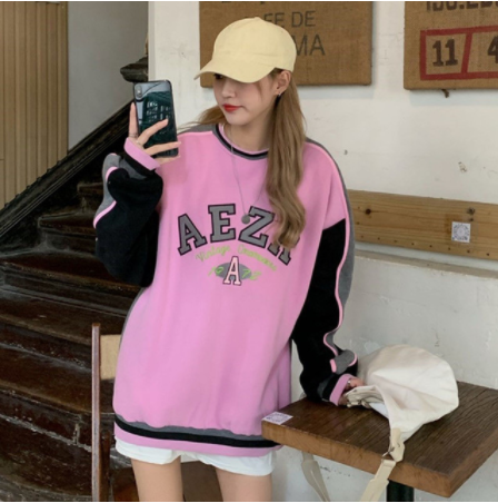 2022 Spring Autumn O-Neck Pullover Women Korean Loose Clothes oversized Sweatshirt Vintage Oversized Harajuku Korean hoodie alx