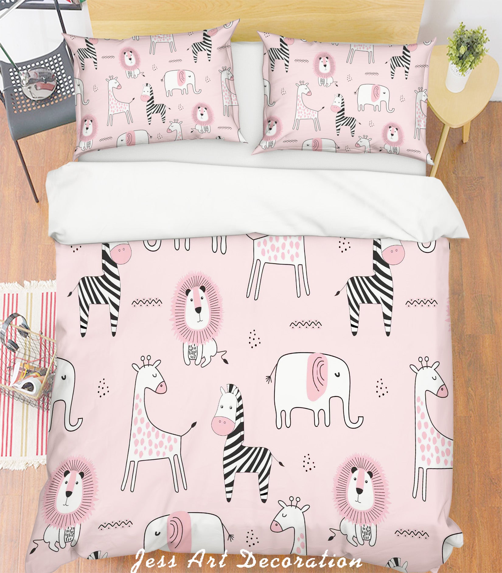 3D Stick Figure Lion Giraffe Quilt Cover Set Bedding Set Pillowcases 20