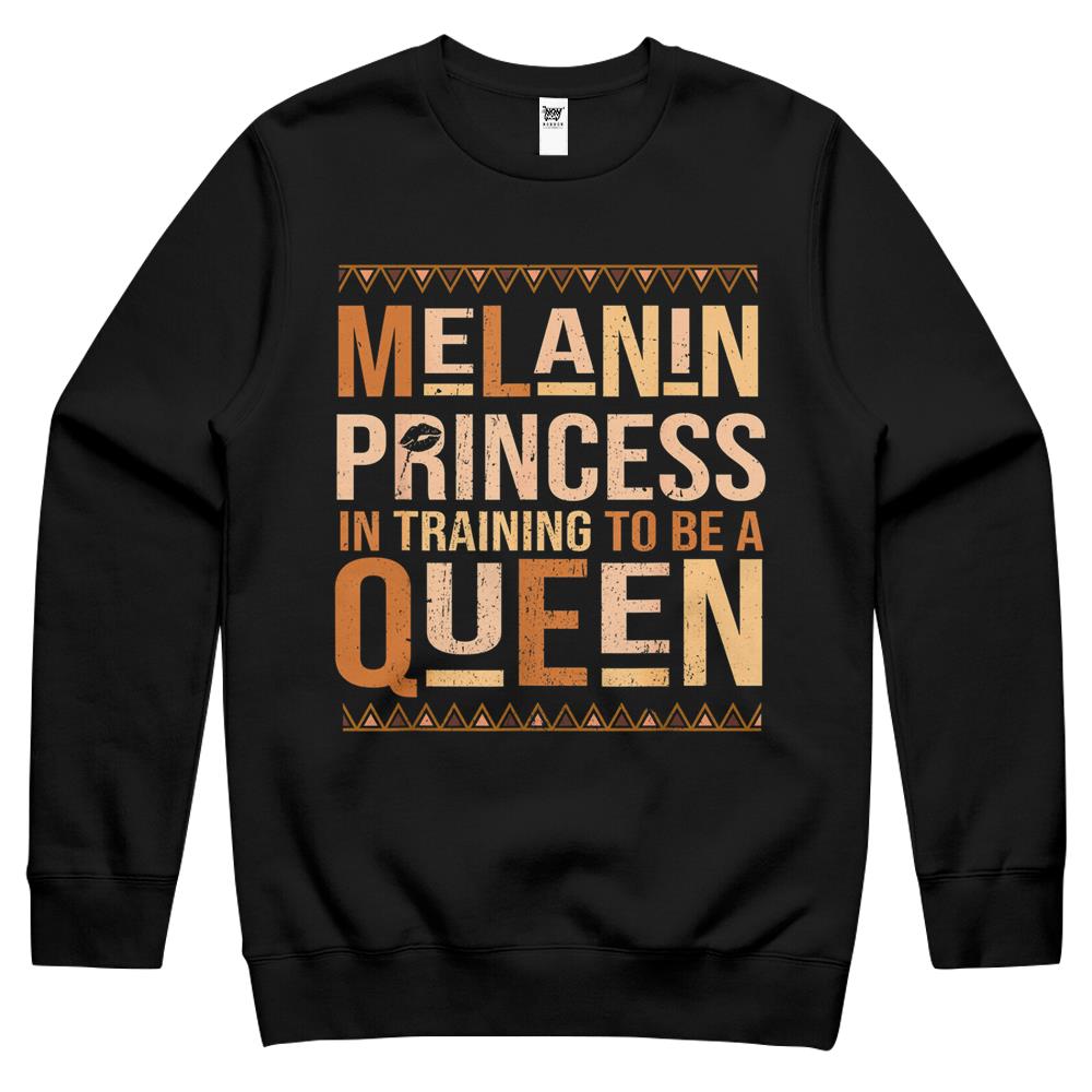 Black History Month Melanin Princess Women Girls Teen Crewneck Sweatshirt