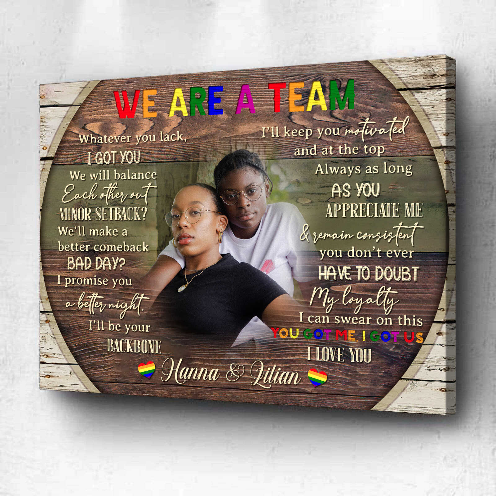 Personalized Lgbt Gift For Girlfriend, Gift For Gay Boyfriend, Lesbian Couple Gift, We Are A Team Canvas