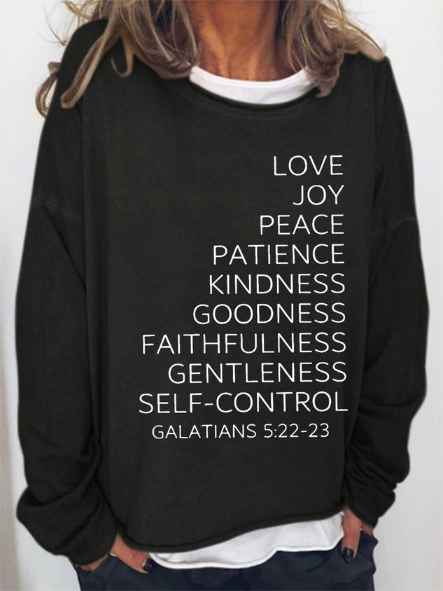 Women Love Joy Bible Verse Letter Long Sleeve Top